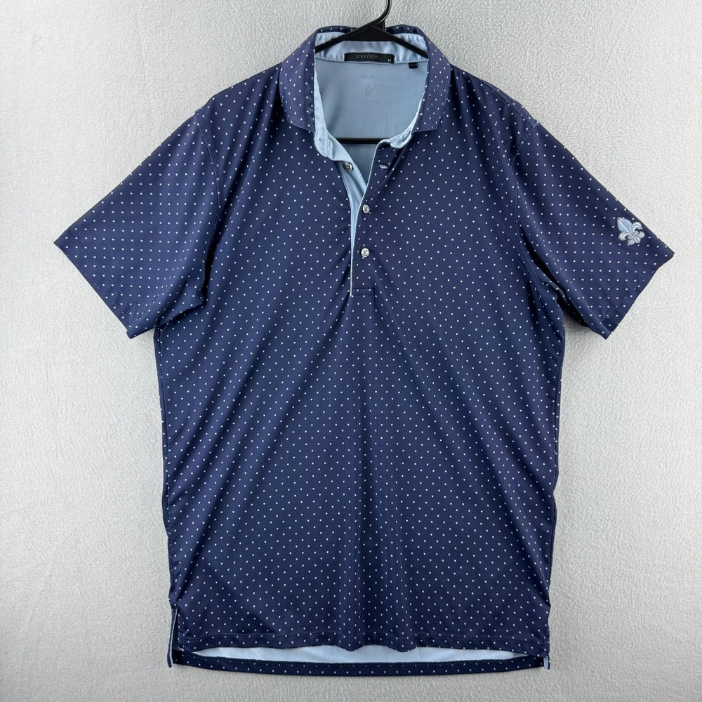 Greyson Golf Polo Shirt Mens Medium Blue Las Vegas Country Club AOP Stretch